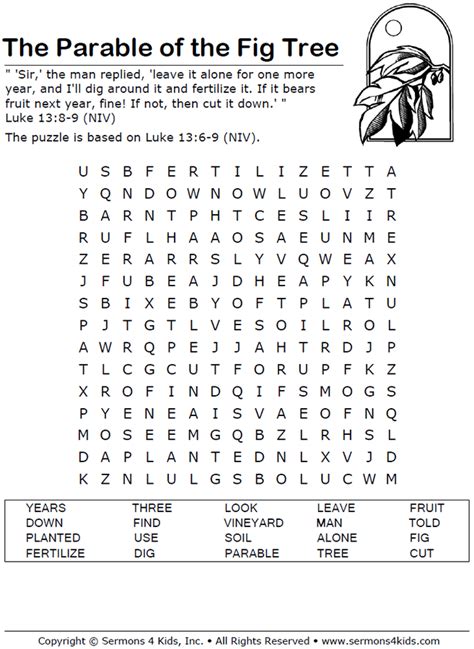 parable   fig tree word search sunday school lessons bible word