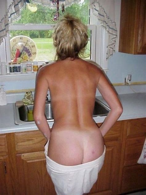 denise small breasted milf with tan lines in the kitchen blonde porn