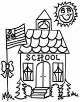 Coloring School Clipart Pages House Back Clip Cliparts Drawing Center Schoolhouse Sheet Building Supplies Line Sheets Printable Cute Teachers Kids sketch template