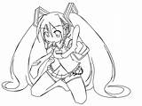 Miku Hatsune Coloring Pages Vocaloid Lineart Color Colouring Printable Deviantart Getdrawings Getcolorings sketch template