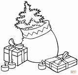 Christmas Coloring Pages Bag Cola Coca Tree Gifts Bottle Candles Drawing Printable sketch template