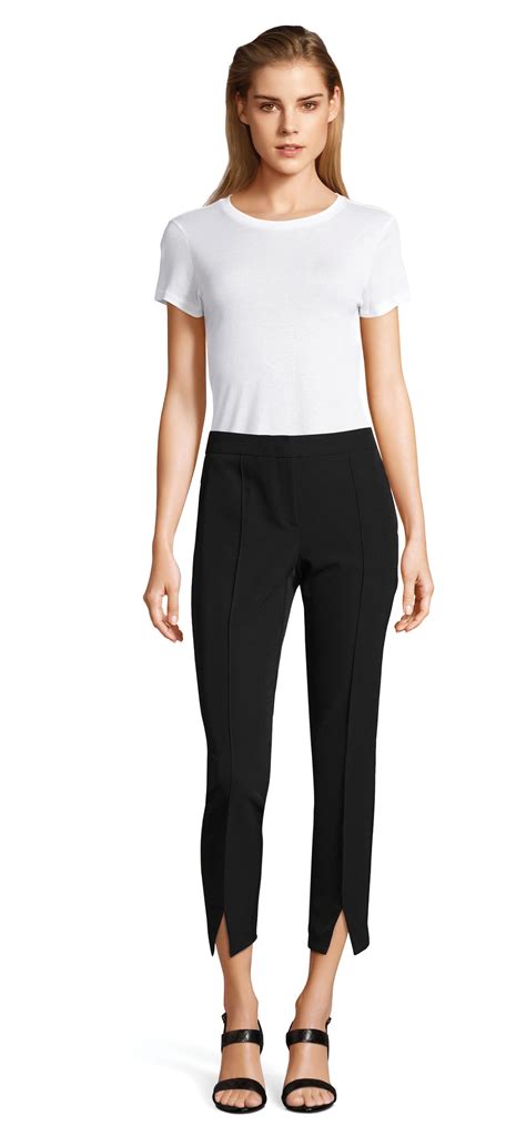 cropped pants with split hem adrianna papell