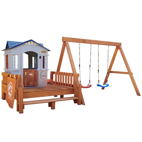 real wood adventures chipmunk cottage backyard playset  kids