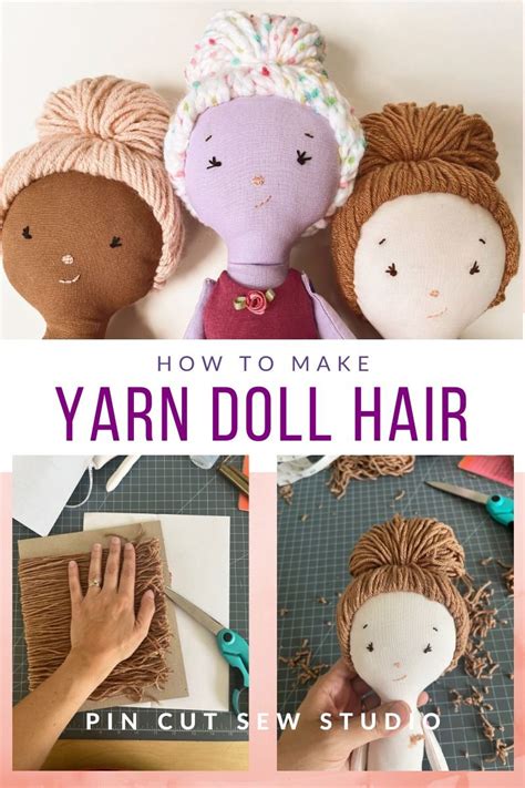 yarn hair  rag dolls  video tutorial pin cut sew