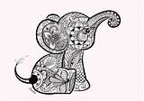 Elephant Baby Mandala Coloring Pages Doodle Behance Animal Zentangle Visit Tattoo Print sketch template