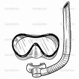Snorkeling Scuba Attrezzo Navigante Presa Usando Snorkel Goggles Doodle Swimmer Masks Dive sketch template