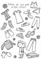 Clothes Worksheets Clothing Wear Coloring Printable Winter Kindergarten Pages Activities Worksheet Printables Weather Fashion Kids Snow Children Preschool Activity English sketch template