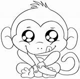 Coloring Monkey Cute Pages Baby Cartoon Things Color Printable Kids Print Adults Chimp Drawings Animals Getcolorings Chimpanzee Getdrawings Colorings Sheets sketch template