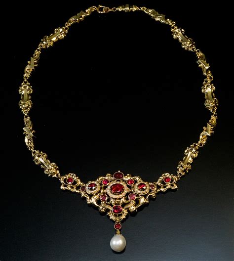 antique renaissance revival garnet pearl gold necklace antique jewelry vintage rings