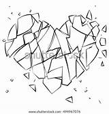 Broken Glass Coloring Pages Heart Shards Vector Sketch Template Background sketch template