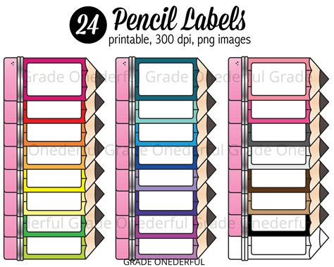 digital labels pencil labels pencil clipart school clip etsy