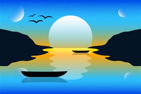 sunset landscape background vector design illustration nature