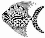 Zentangle Fish Coloring Patterns Tangle Pages Fishes Adult Zentangles Drawing Doodle Draw Drawings Poisson Animal Easy Animals Pattern Stress Anti sketch template