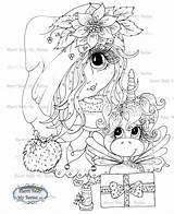 Magical Winter Digi Baldy Besties Unicorn Sherri Stamp Instant Gift Artist sketch template
