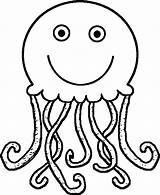 Jellyfish Coloring Cartoon Cute Tail Pages Wecoloringpage Animal sketch template