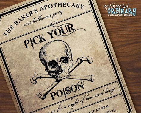 pick  poison halloween cocktail party invitation printable dig