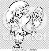 Vainly Staring Outline Mirror Illustration Cartoon Woman Clip Rf Royalty Toonaday Leishman Ron sketch template