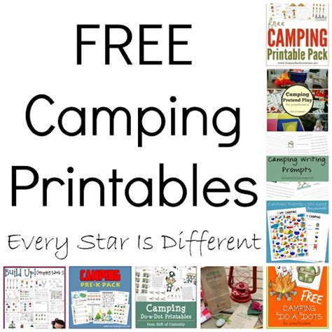 camping printables  star