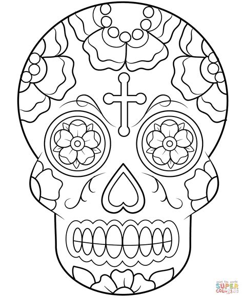 calavera sugar skull coloring page  printable coloring pages