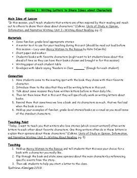 grade daily lesson plans lucy calkins writing workshop unit