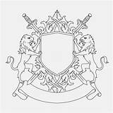 Lions Crest Two Template Swords Escudo Wappen Leones Vorlage Espadas Heraldry Shields Crests sketch template