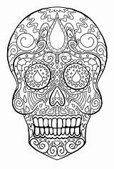 Coloring Pages Muertos Dia Skull Los El Dead Skeleton Color Adult Adults Head Dias Printable Sugar Kids Coloriage Colouring Mandala sketch template