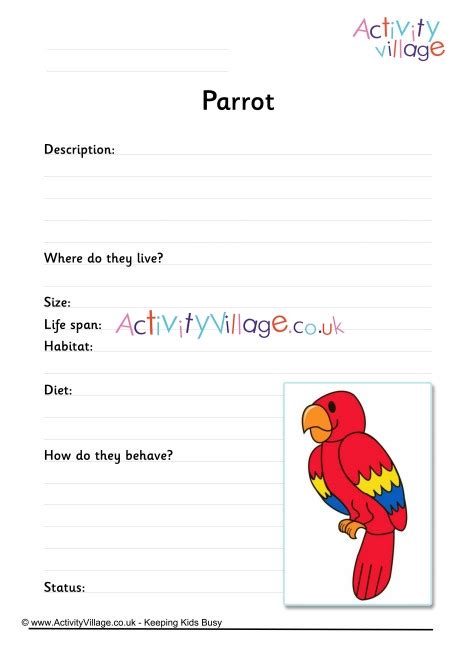 parrot worksheet