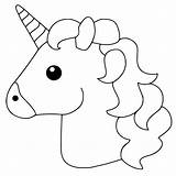 Unicorn Head Simple Coloring Pages Printable Color Cartoon Kids Christmas Emoji Categories sketch template