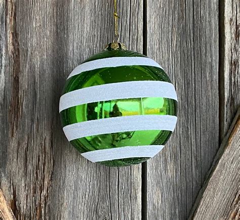 green stripe shatterproof ornament