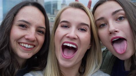 Group Of Carefree Girls Make Stock Footage Video 100
