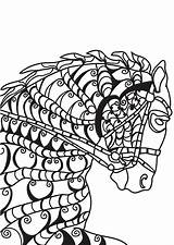 Horse Coloring Pferd Malvorlage Caballo Para Colorear Pages Head Zentangle Dibujo Saddled Dibujos Printable Edupics sketch template