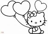 Kitty Hello Coloring Pages Drawing Aesthetic Heart Balloons Colouring sketch template