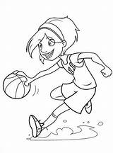 Basketball Coloring Player Pages Girl Playing Girls Cliparts Colouring Drawing Players Court Plays Hoop Nba Silhouette Printable Print Flute Logo sketch template