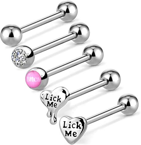 oufer 5pcs 316l stainless steel melting heart tongue rings with cum