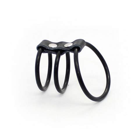 new 3 ring rubber leather penis ring penis clitoris delay cock ring