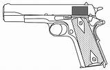M1911 1911 Drawing Drawings Gun Pencil Template Handgun Epic Story Coloring 45 Sketch Pages 9mm sketch template