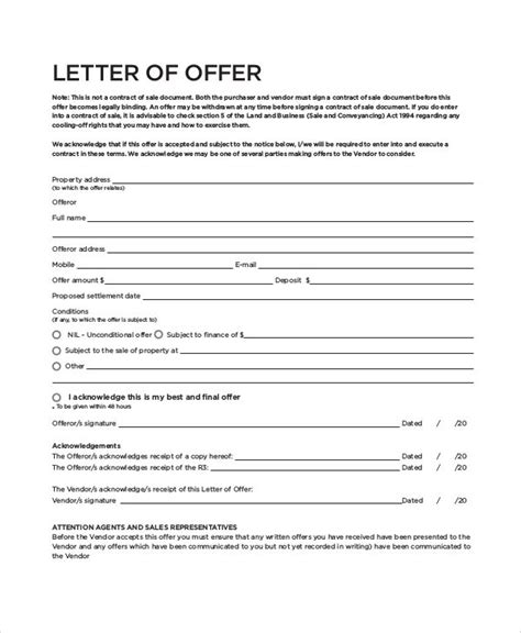 sample real estate offer letter documents  word company appointment