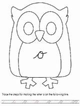 Coloring Owl Pages Letter Script Owls Lower Case sketch template