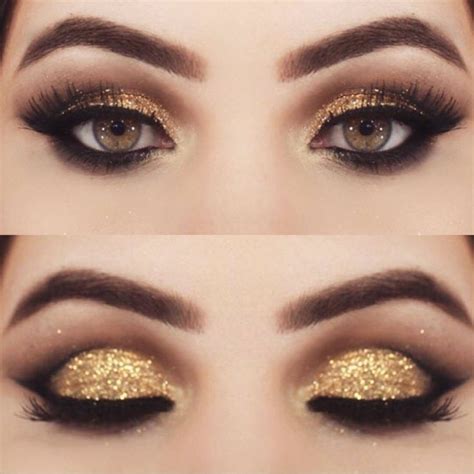 makeup tutorials and makeup tips gold eyeshadow in 2020 glitter eye