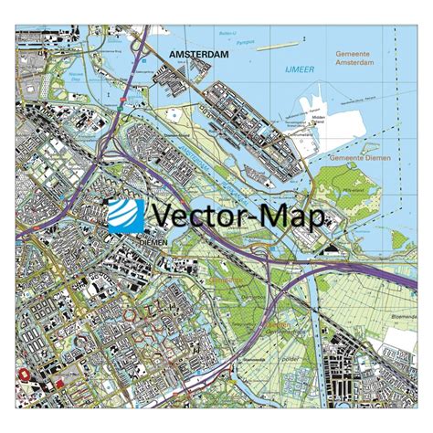 topografische kaart diemen gemeente plattegronden vector map