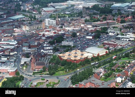 aerial view  kidderminster town centre uk stock photo alamy