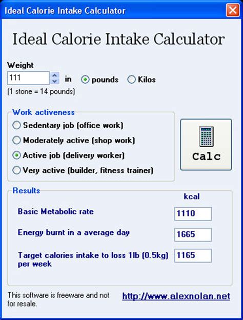 ideal calorie intake calculator