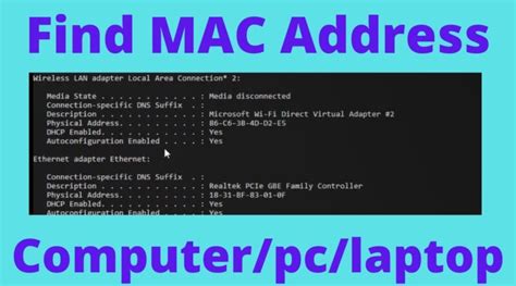 how to find mac address in computer pc laptop