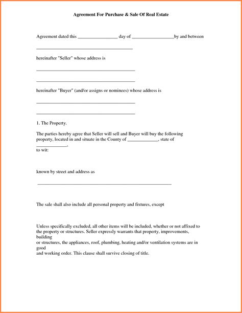 simple land purchase agreement form business mentor