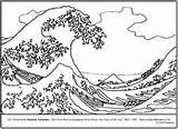Hokusai Tsunami Katsushika sketch template