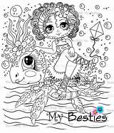 Coloring Bestie Digi Baldy Sherri Stamp Instant Doll Summer Fun sketch template