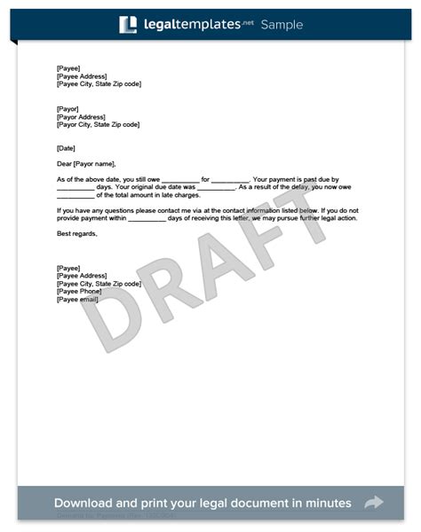 demand letter  payment sample template  word