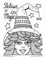 Coloring Halloween Pages Witch Magic Adults Believe Color Fun Witches Printables Adult Sheets Printable Book Hat Serendipity Grown Fall Hand sketch template