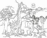 Coloring African Animals Pages Savanna Flag sketch template