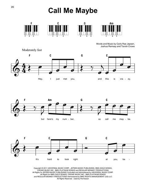 call   sheet  carly rae jepsen super easy piano